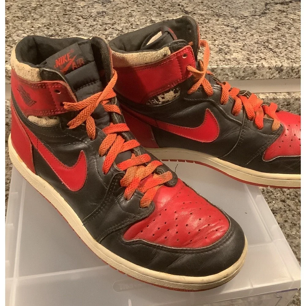 1985 OG Air Jordan 1 Bred Size 10.5 Black/Red Original Vintage MJ Bulls